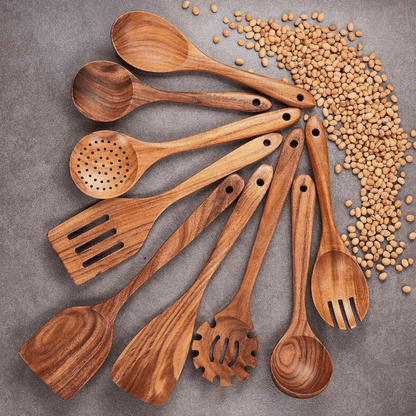 Non-Toxic Teakwood Utensil Set + Holder