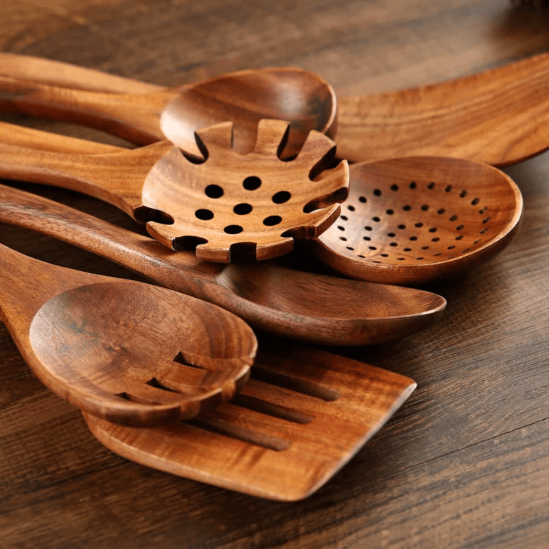 Non-Toxic Teakwood Utensil Set + Holder
