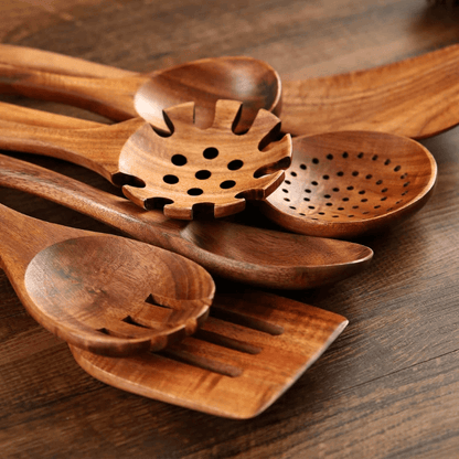 Non-Toxic Teakwood Utensil Set + Holder