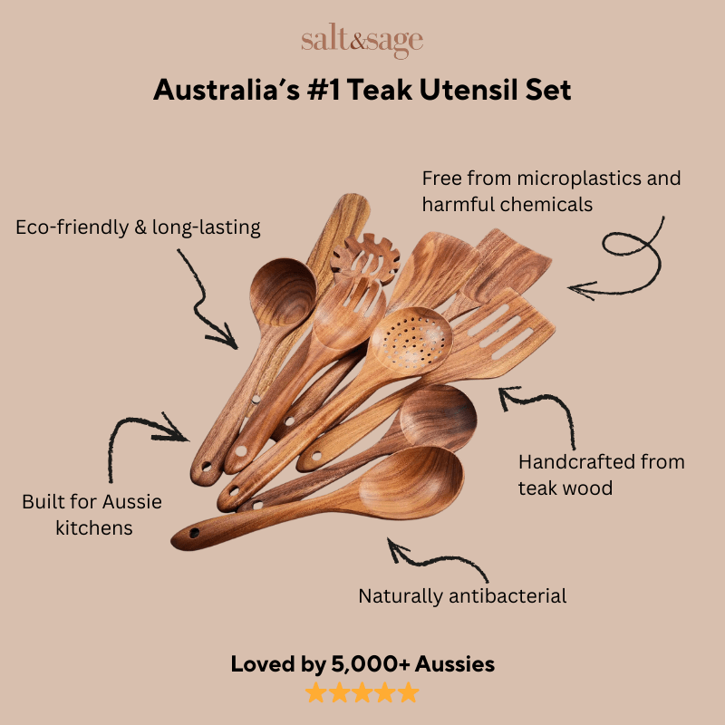 10 Piece Non-Toxic Teakwood Utensil Set