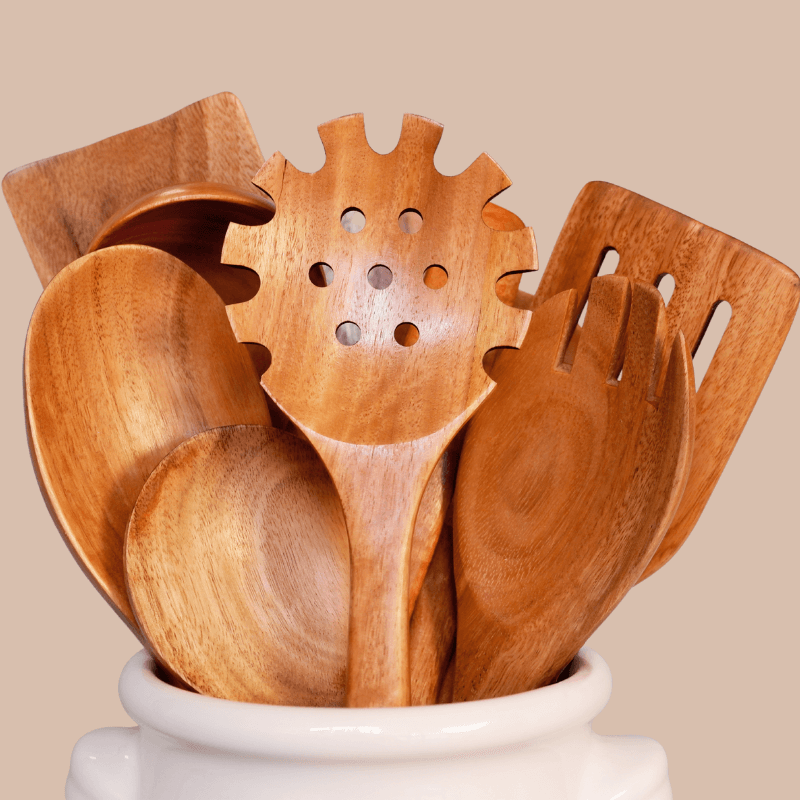 10 Piece Non-Toxic Teakwood Utensil Set