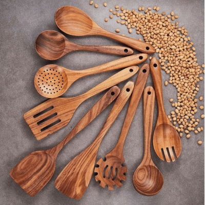 10 Piece Non-Toxic Teakwood Utensil Set
