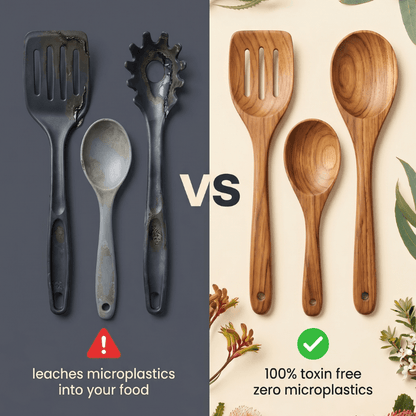 9 Piece Non-Toxic Teakwood Utensil Set
